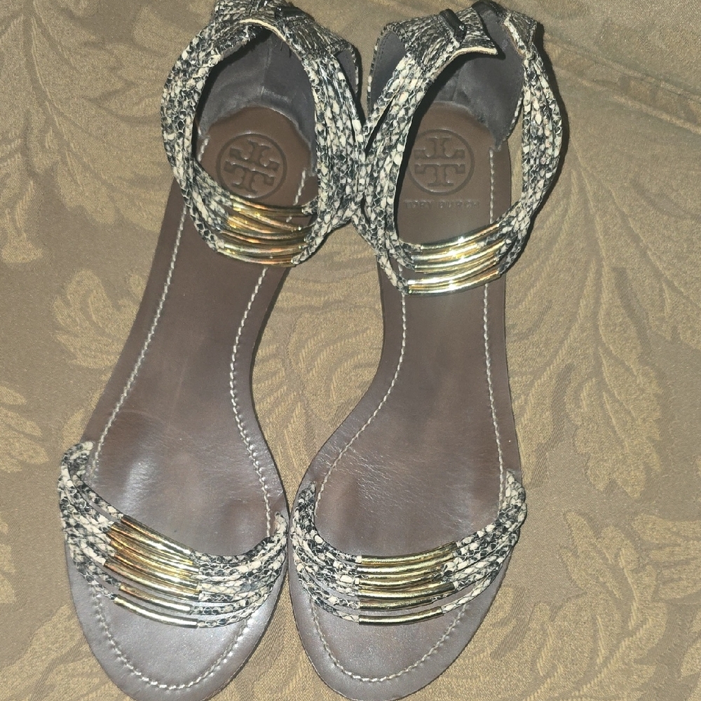 Tory Burch Snakeskin and Gold Women's Sandals